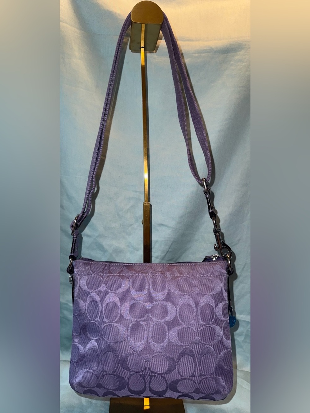 Coach Purple Signature Crossbody Zip Top Closure with Turnlock Pocket - Picture 2 of 9